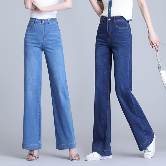 Jean Femme Été Bootcut Léger Taille Haute - INSFITY - Bleu fonce
