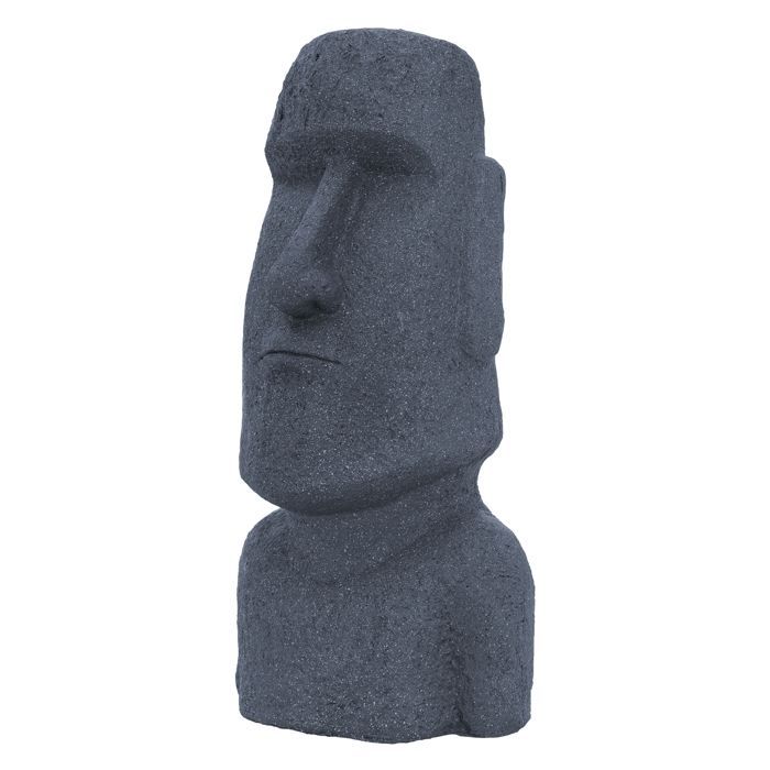 Sculpture statue pierre moulée lave gris île de Pâques figurine déco jardin