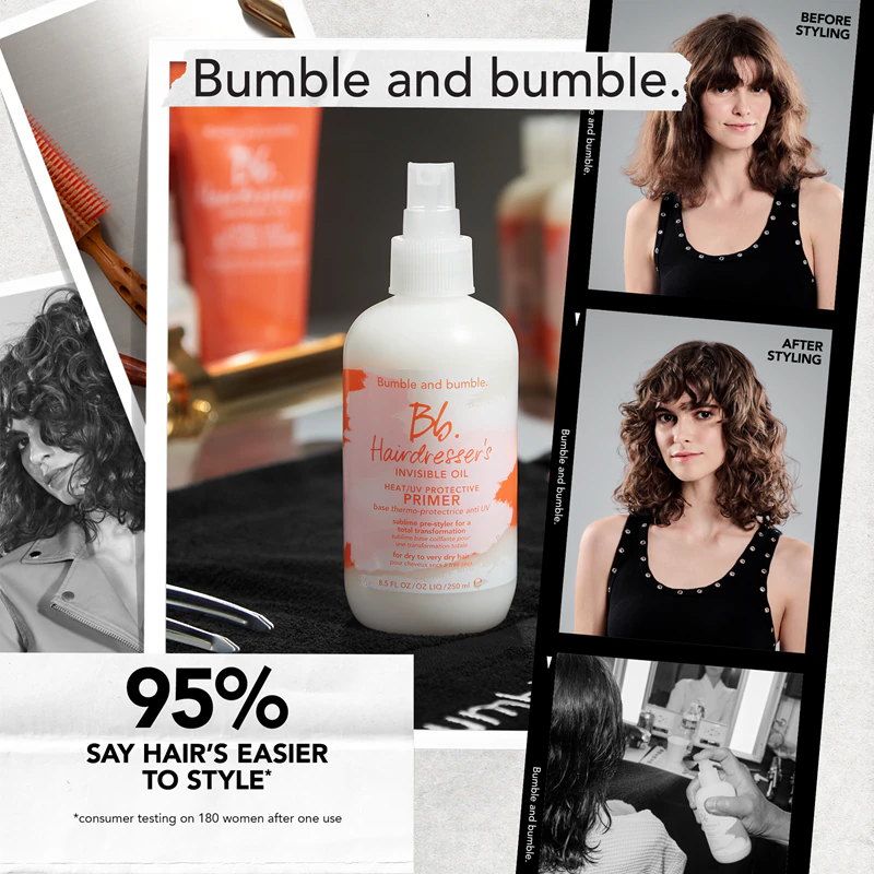 Neviditeľný olejový ochranný sprej proti teplu/UV žiareniu od Bumble and Bumble Hairdresser's pred stylingom pre bezchybne vyzerajúce vlasy