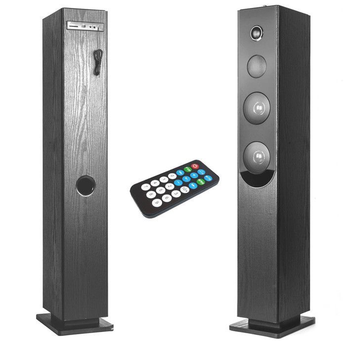 Tour de son Blacktower+ avec lecteur CD, Bluetooth, FM et USB, 100W + télécommande - Mini Strobe en Cadeau