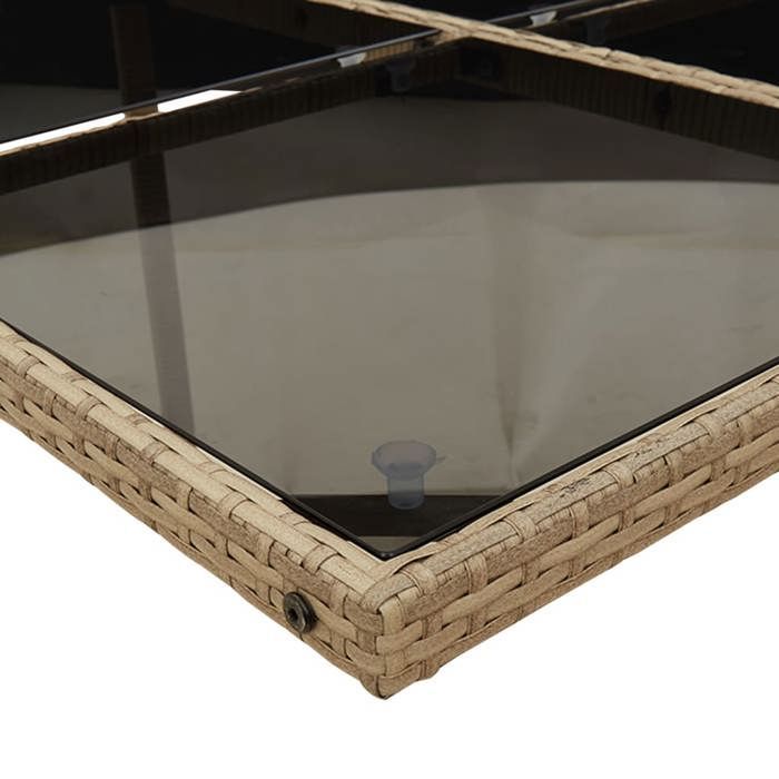 92476899 y conjunto de comedor de jardín de 5 piezas con cojines, mesa de jardín y 4 sillas - mezcla de ratán beige