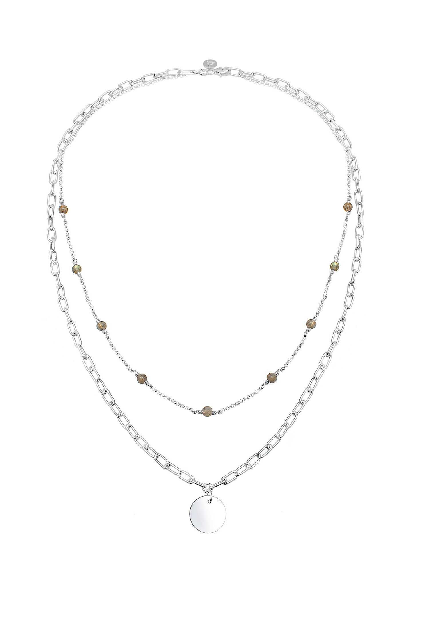 Elli PREMIUM Chaîne de vélo pour dames Pierre de Labradorite en argent sterling 925
