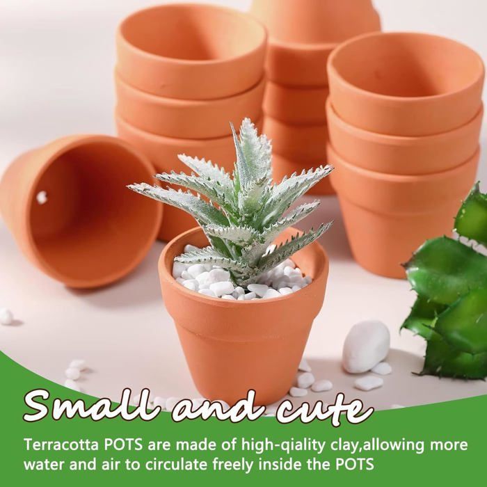 Macetas de terracota - 40 unidades - Terracota roja - con orificios de drenaje - Macetas - Jardineras
