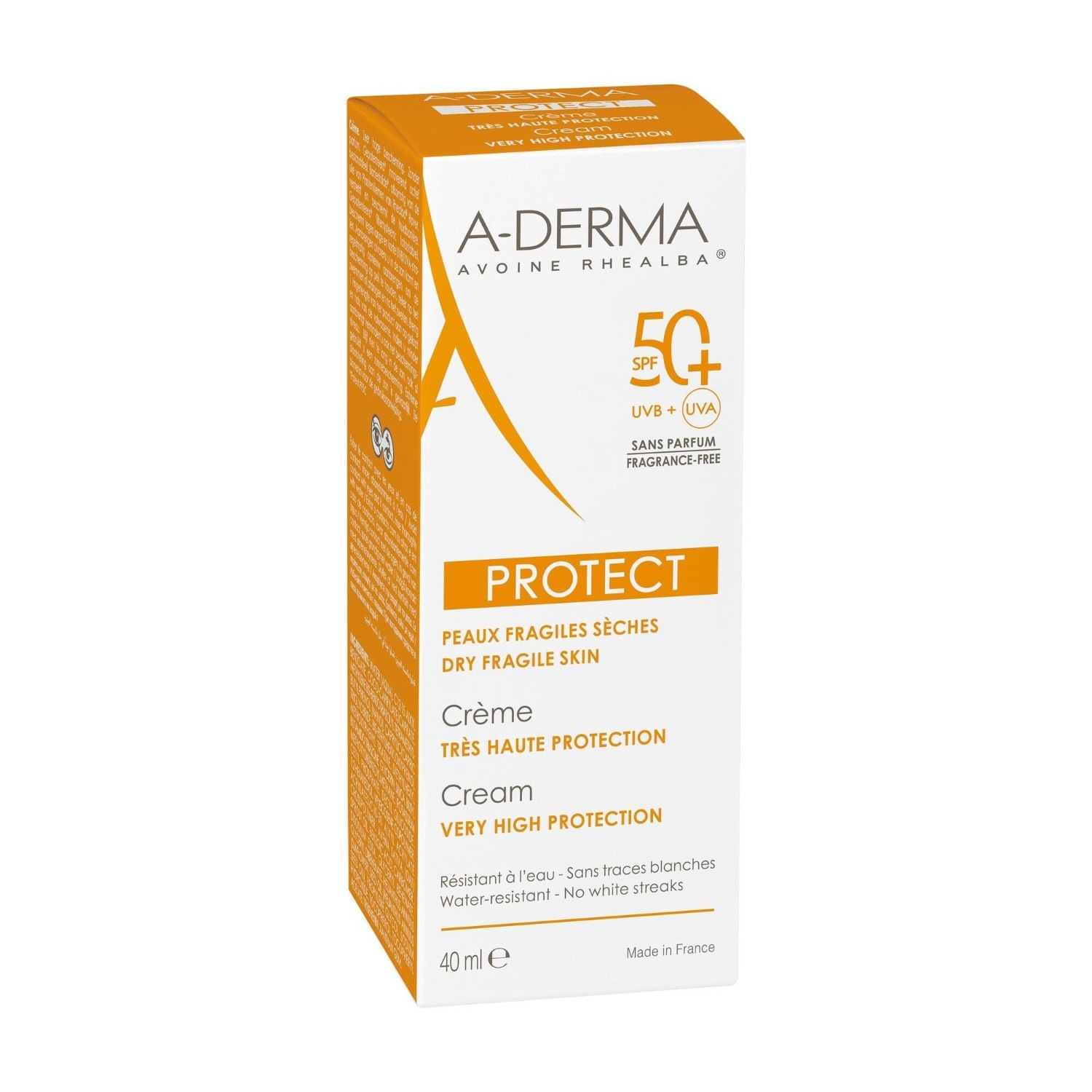 A-DERMA Crème solaire visage SPF50+ sans parfum