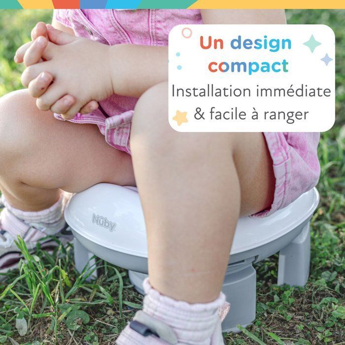 Pot de voyage portable pour tout-petits - NUBY - Avec sac de rangement - Gris / Blanc
