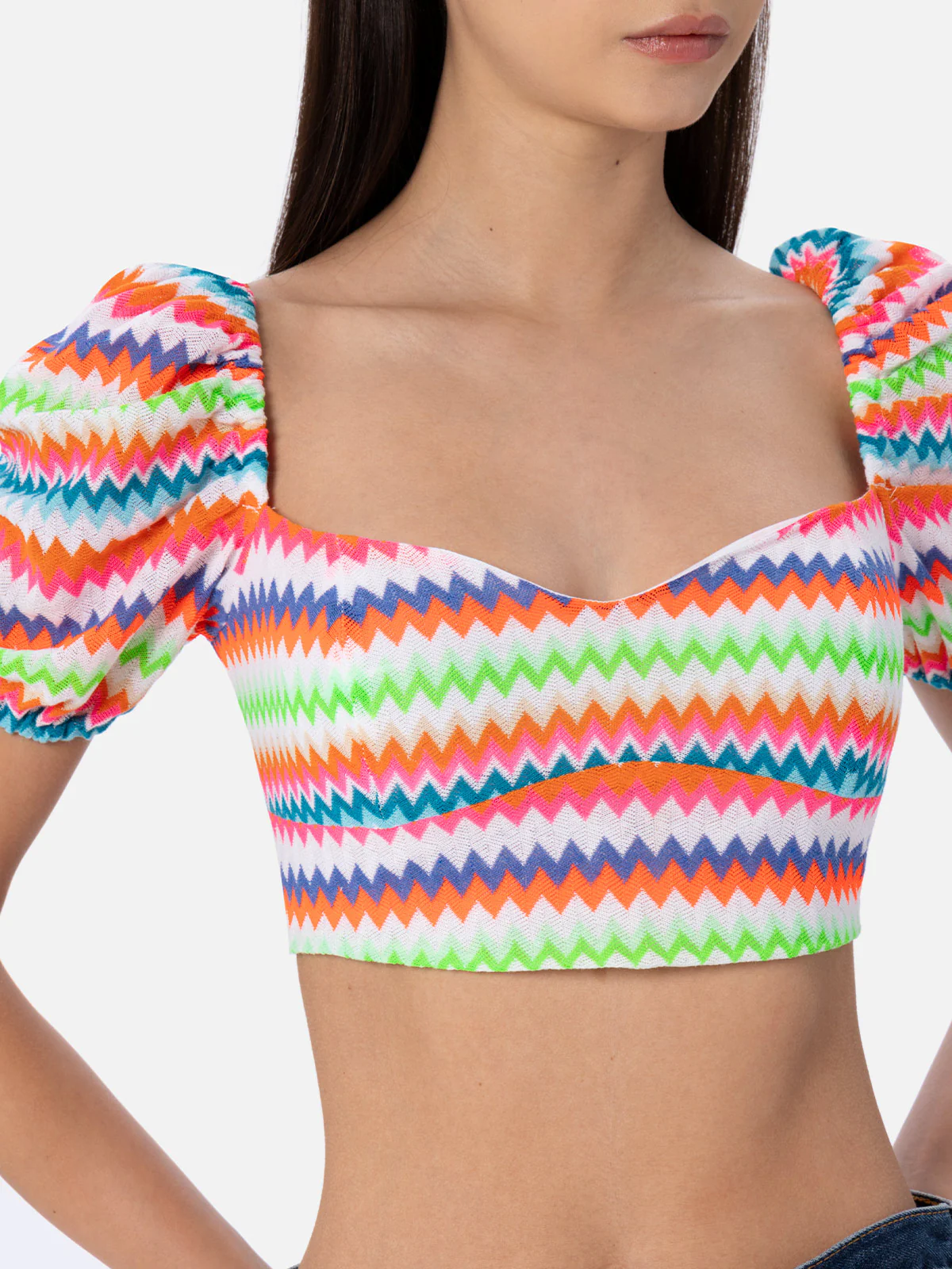 Dame raschel strik crop top