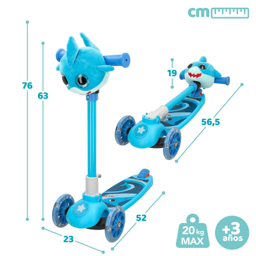  K3yriders 3-hjulig Shark-sparkcykel för barn