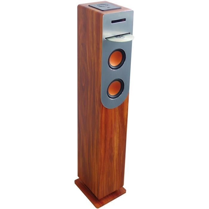 Lettore CD Bluetooth INOVALLEY HP34-CD-WOOD - 100W - USB - Legno e grigio