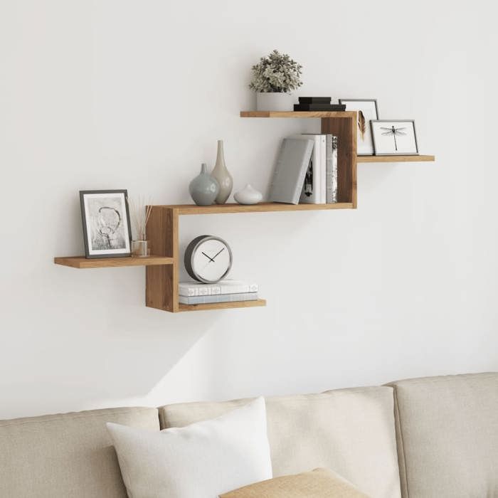 Estantería de pared de roble artesanal vidaXL 104x15x49 cm Madera de ingeniería 853208