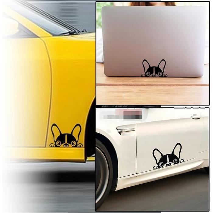 Pegatina decorativa de perro de 2 piezas, decoración exterior para coche, diseño de bulldog para coche y nevera.