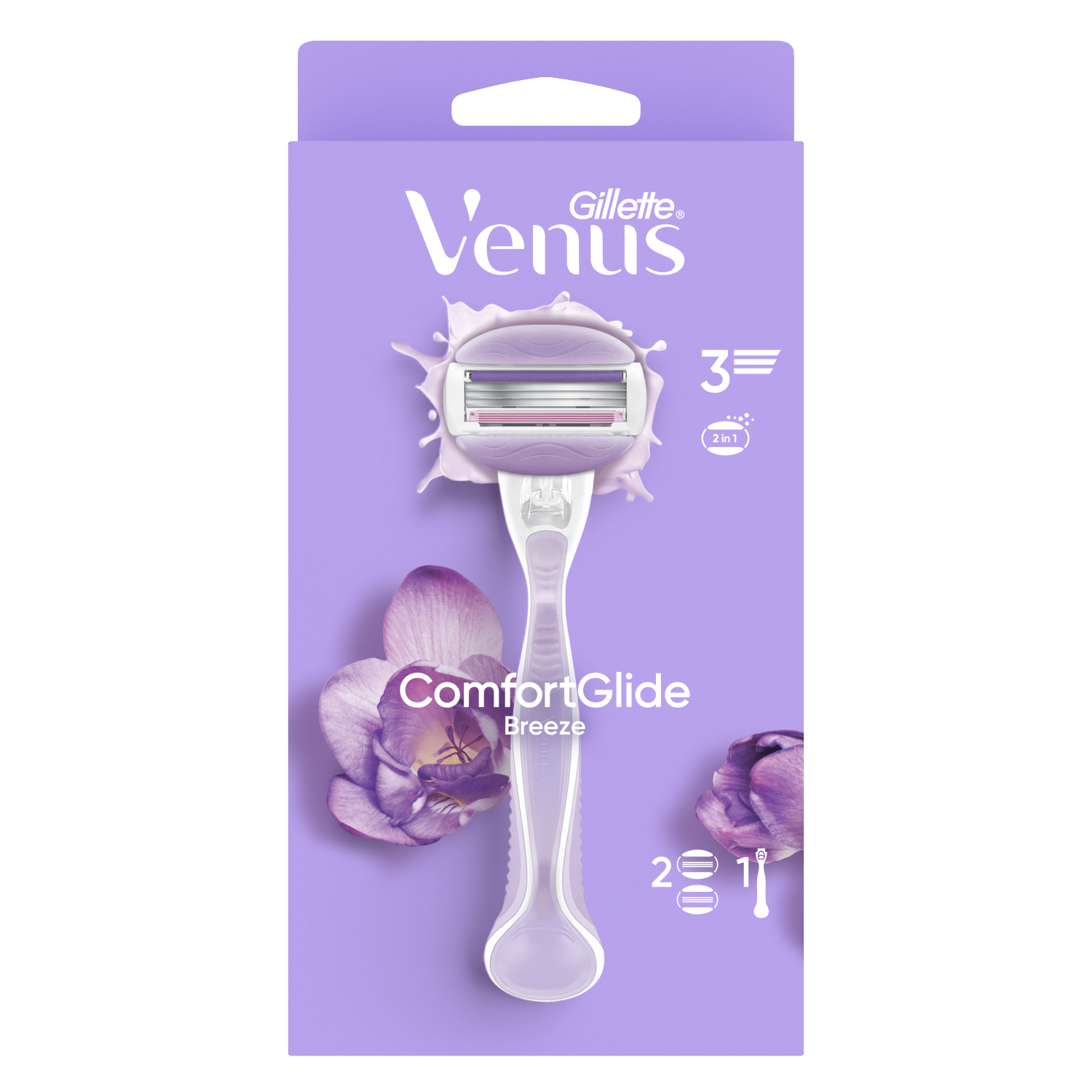 Maquinilla de afeitar Gillette para mujer, 1 unidad, 2 cartuchos Venus Breeze
