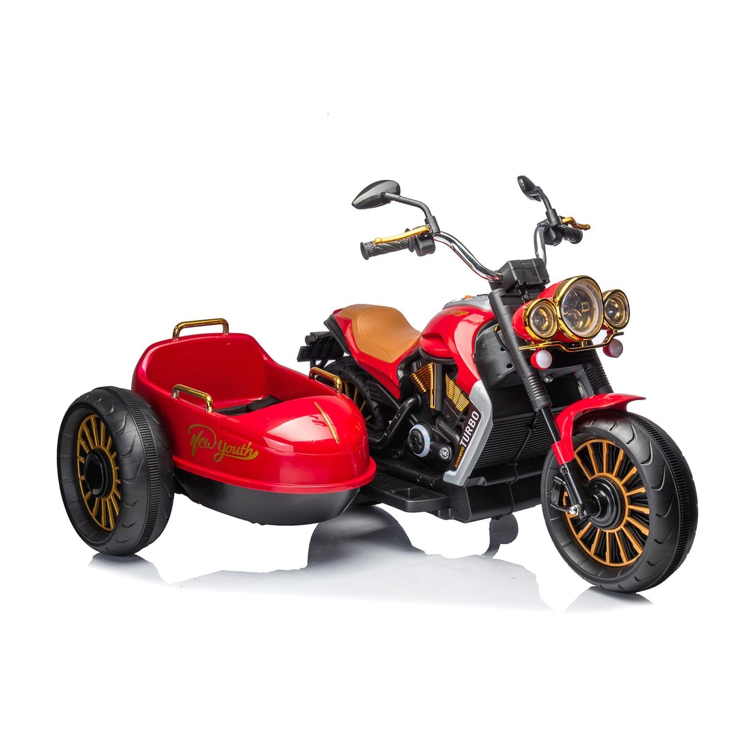 Chipolino elektromos gyermekmotor Gyermek elektromos motorkerékpár DUO, teherbírás 50 kg, TRON, oldalkocsi, zenei funkció, 2 gyermek számára