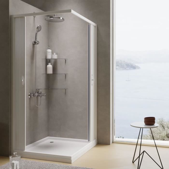 Folding PVC shower enclosure 80x80 cm h 185 model Aster with central opening