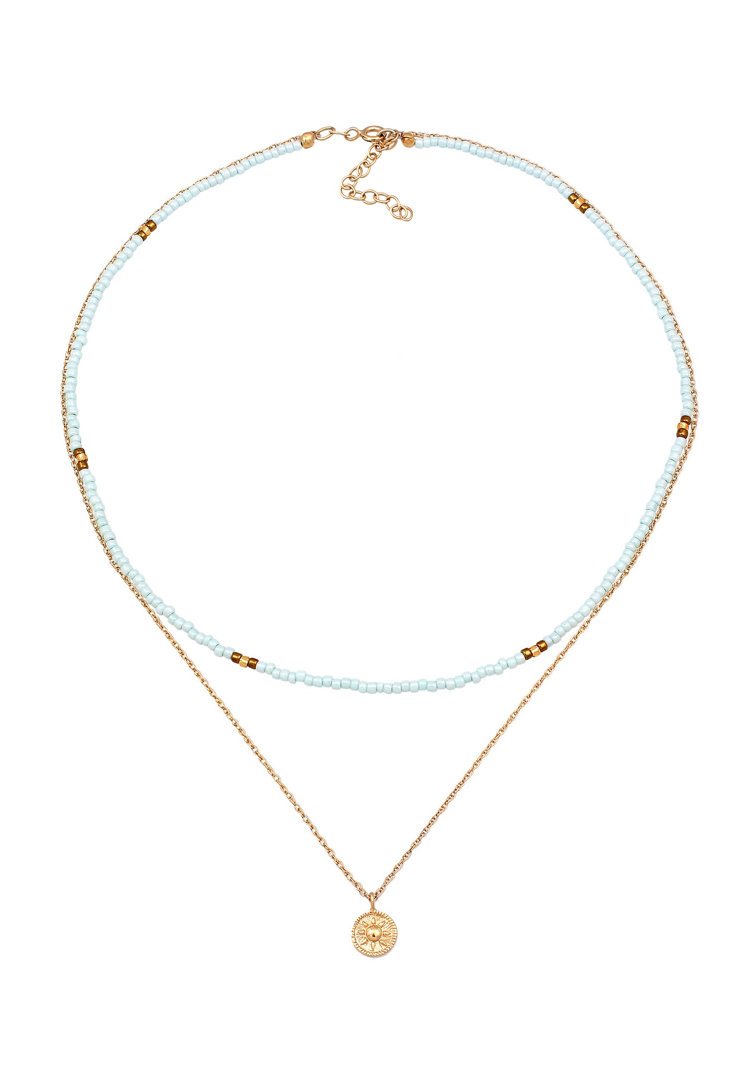 Elli Femmes Choker Couches Perles Soleil en argent sterling 925 plaqué or
