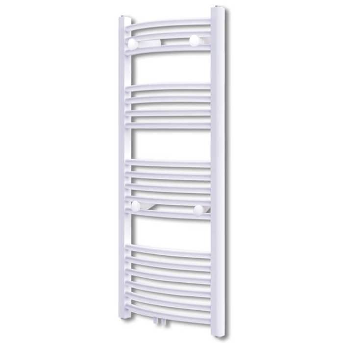 Toallero curvo para calefacción central - 600x1160mm - Acero - Blanco - Conectores