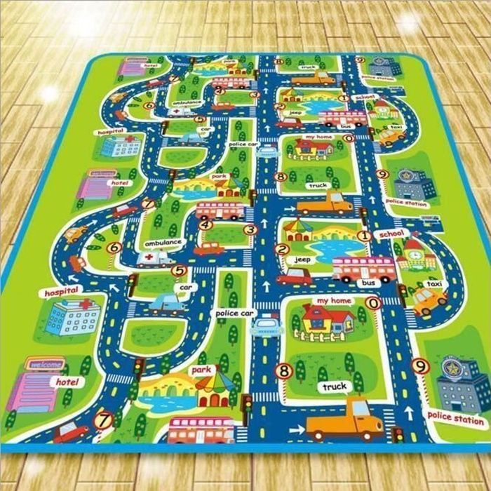 Alfombra de juegos LARAS, pista de carreras de coches, alfombra rectangular gigante, juguete de regalo para bebé/niño, unisex