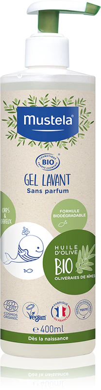 Gel de banho e cabelo Mustela BIO para crianças desde o nascimento