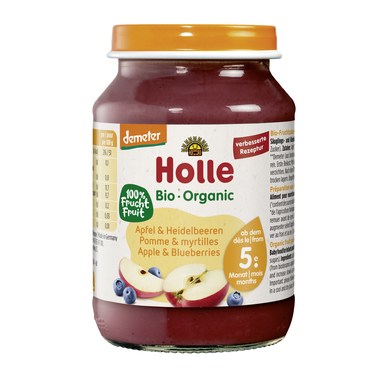 Holle Luomu omena-/mustikkasosepurkki 4M 190g 190g