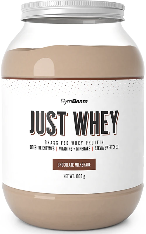 GymBeam Just Whey - Suplemento alimentar à base de proteína whey com enzimas digestivas.