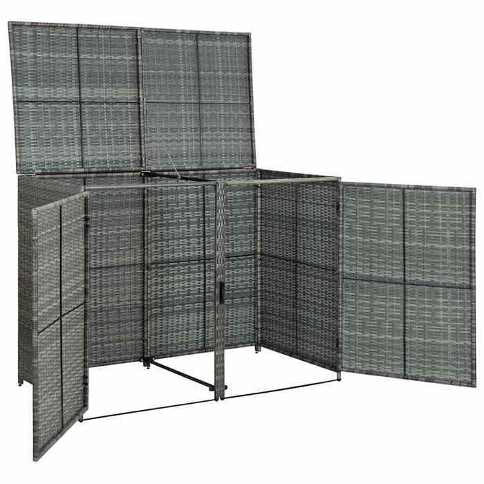 Refugio doble para contenedores vidaXL, resina tejida, antracita, 148x77x111cm