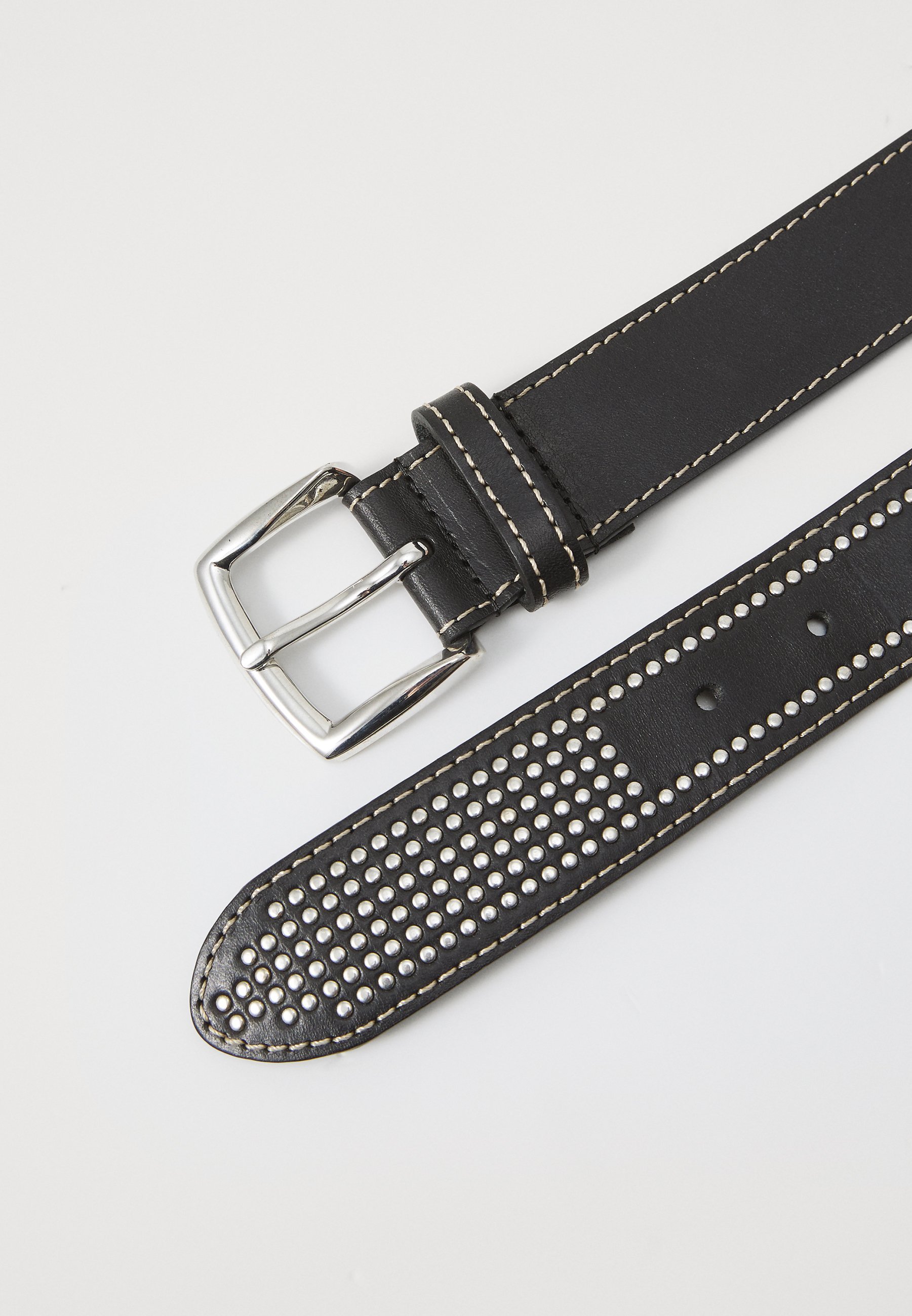 Pinko BELT VITELLO BORCHIE - Riem - limo zwart/geborsteld zilver