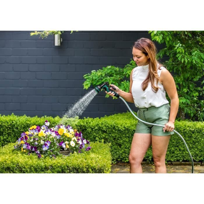 Spuitpistool en sproeier – 8 verschillende sproeistanden en regelbare watertoevoer – Slang- en sproeieraansluiting