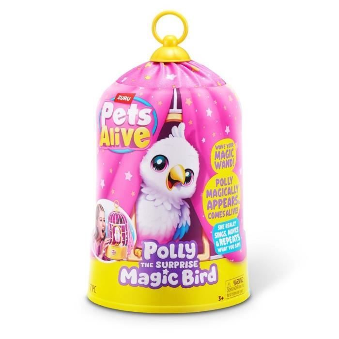 Uccellino interattivo - PETS ALIVE - Polly Magic Bird - Reagisce al tocco - Canta e si muove - Età 3+