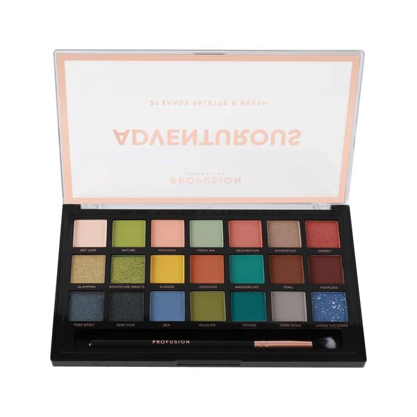 Paleta a štětec Profusion Cosmetics Adventurous 21 odstínů