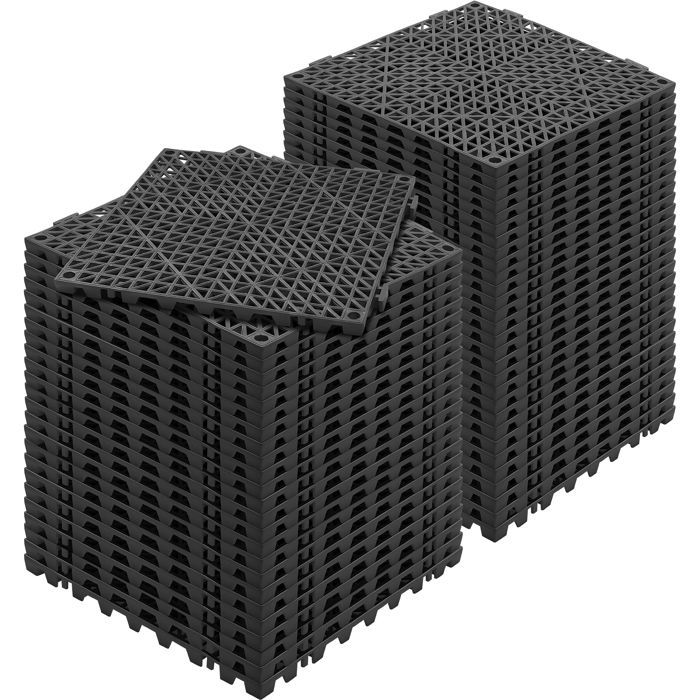 Juego de 55 baldosas para jardín y piscinas - VEVOR - 30x30x1,5 cm - PVC, drenaje rápido, para suelos de terraza, cocina y baño - Negro