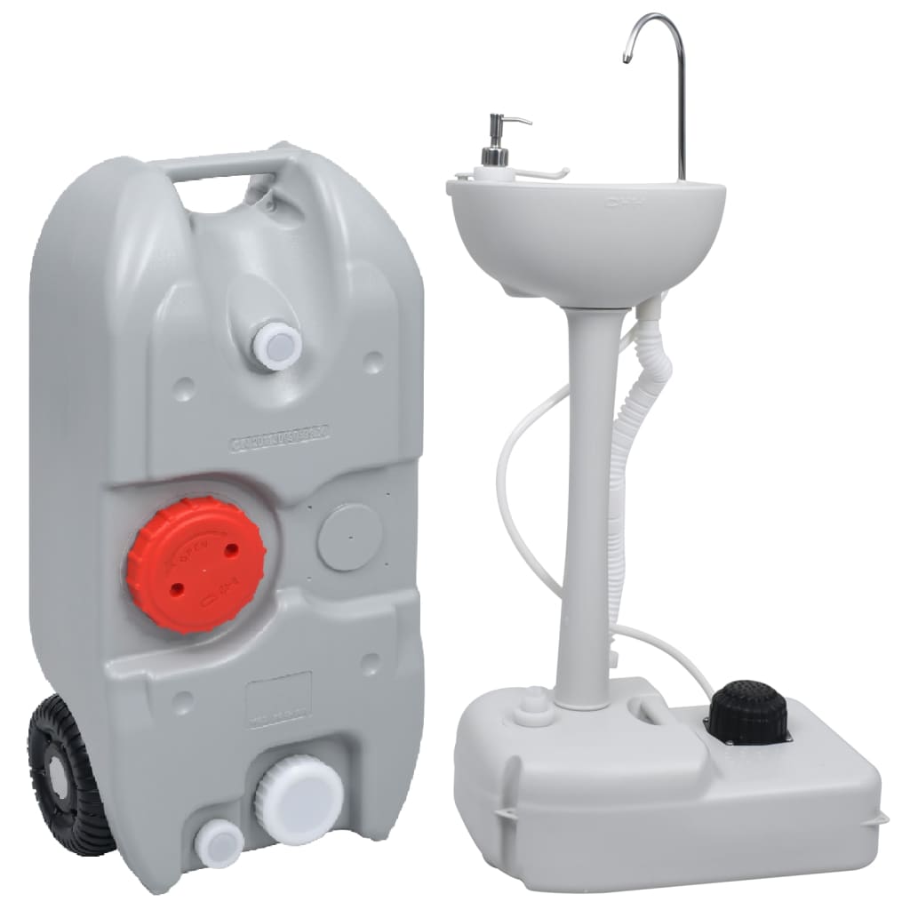 Vidaxl Juego De Lavabo Y Depósito De Agua Portátil Para Camping