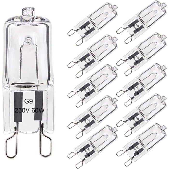 Ampoule Halogène G9 60W Blanc Chaud 2800K 680LM 230V Dimmable Halogène Capsule Ampoule Filament Lot de 10