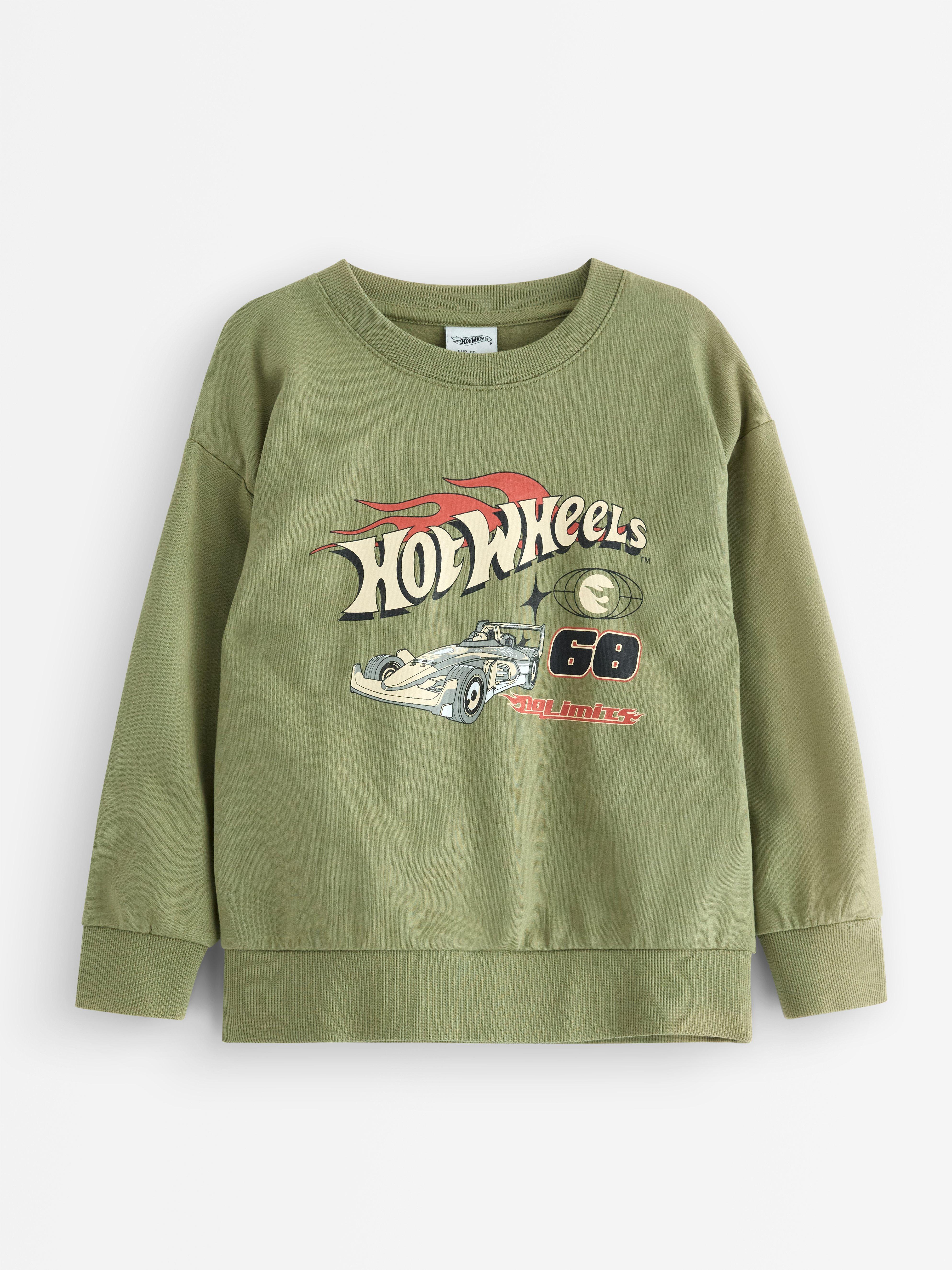 Hot Wheels sweatshirt med børstet inderside i lys støvet grøn