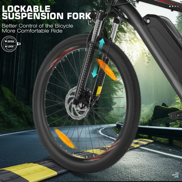 Funcid Elcykel, Elcykel til Voksne 27,5 EBike 500W Elcykel til Voksne, 19,8 MPH El Mountainbike, 48V 10,4Ah Batteri