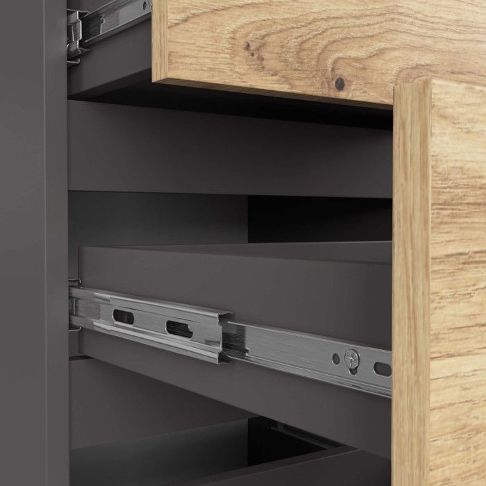 Commode AKORD CL4 Gris Graphite 40 cm 4 tiroirs façade Chêne Artisan 40x35x74 cm