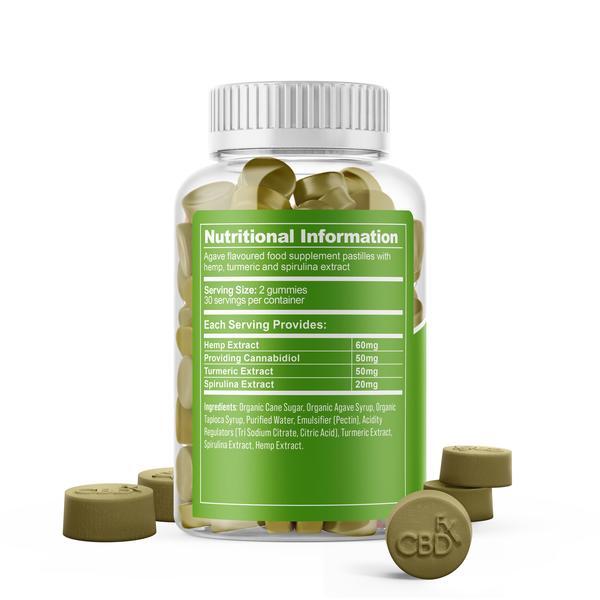 CBDfx Caramelle gommose al CBD con curcuma e spirulina, confezione da 60 pezzi, 1500 mg | Salute | Superdrug