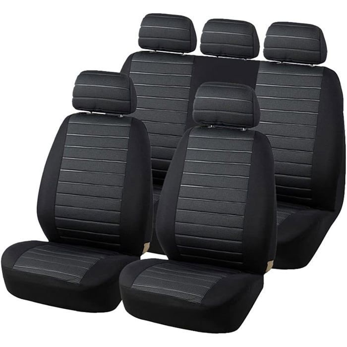 Coprisedile universale per auto grigio Set completo di coprisedili universali per auto in tessuto Etichetta coprisedile per auto