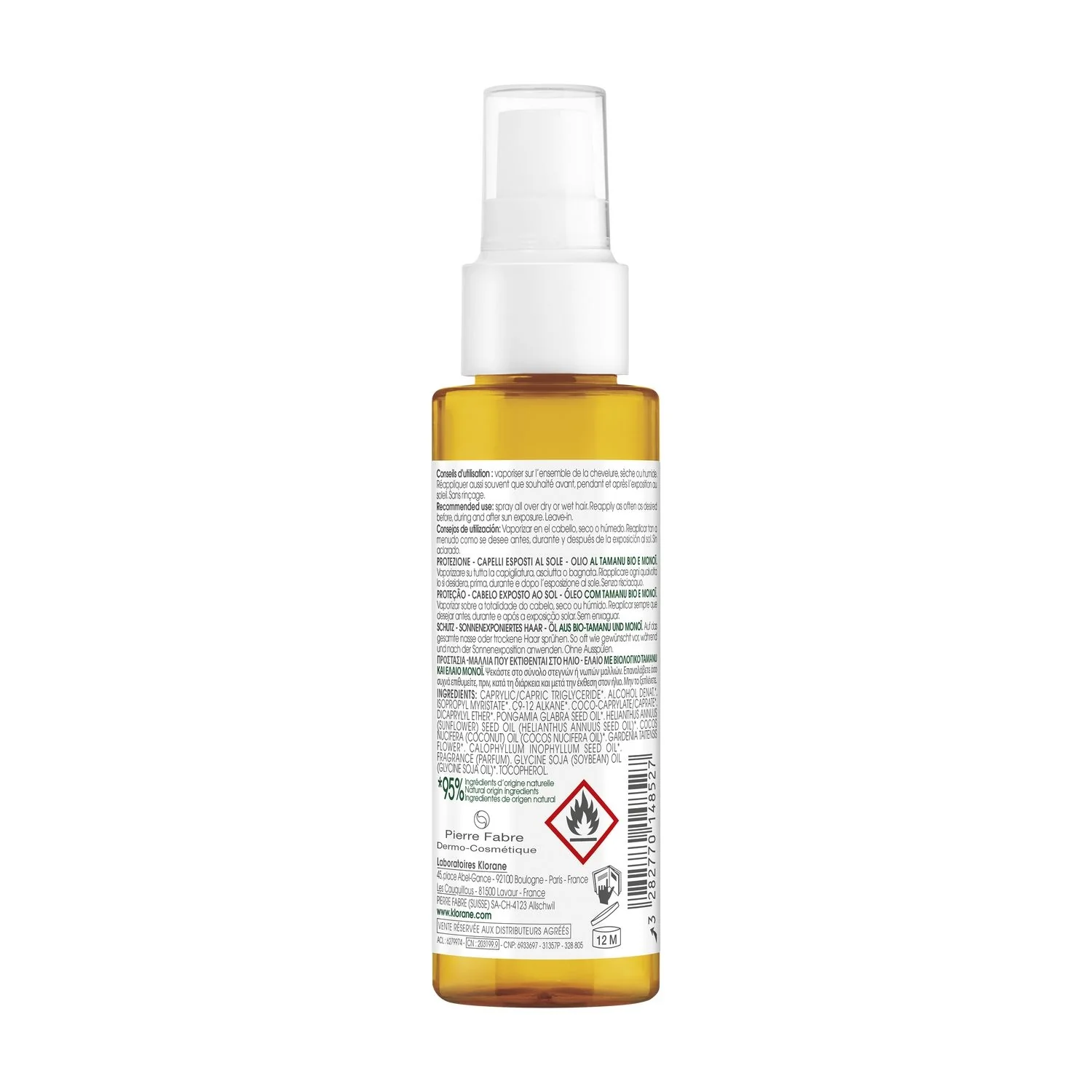 Tamanu e Monoi Olio al Tamanu BIO e Monoï - Trattamento Protezione Solare Capelli