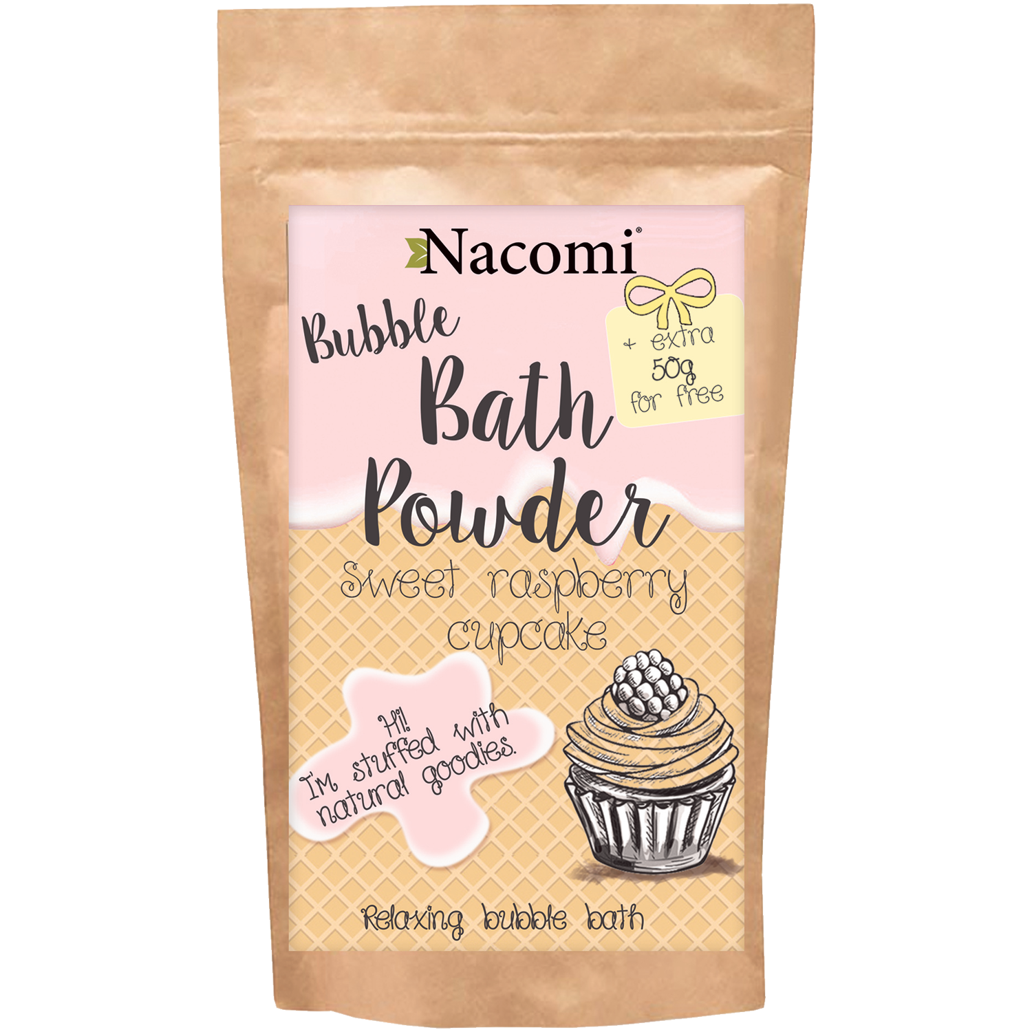 Poudre de bain Nacomi cupcake à la framboise 100g, saveur cupcake sucré à la framboise
