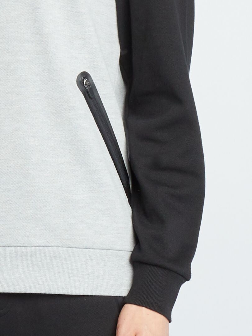Bluza z bawełnianej pikowanej tkaniny - SZARA