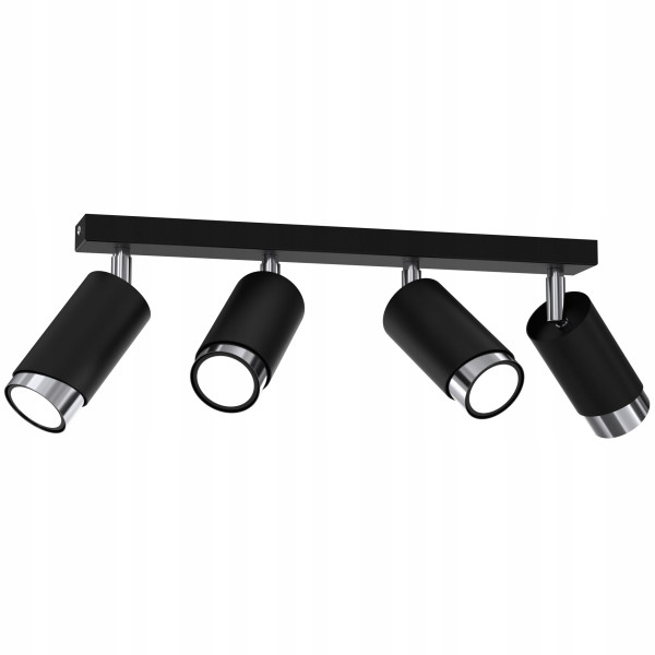 Lampa sufitowa listwa led regulowane 4x gu10 bevel czarna chrom