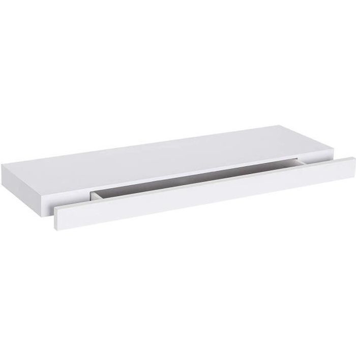 WOLTU Étagère murale avec tiroir secret , Etagère de rangemen en MDF 80x25x5cm, Blanc