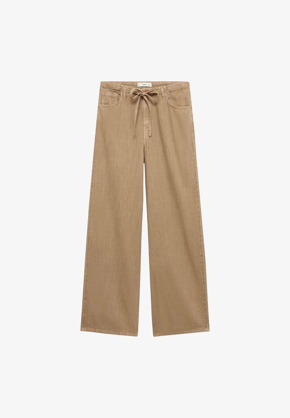 Pantaloni Mango WIDE WITH BELT - color sabbia