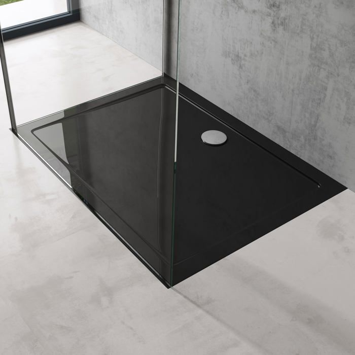 Plato de ducha rectangular de acrílico negro Doporro 90x120 Faro2 90x120x4cm
