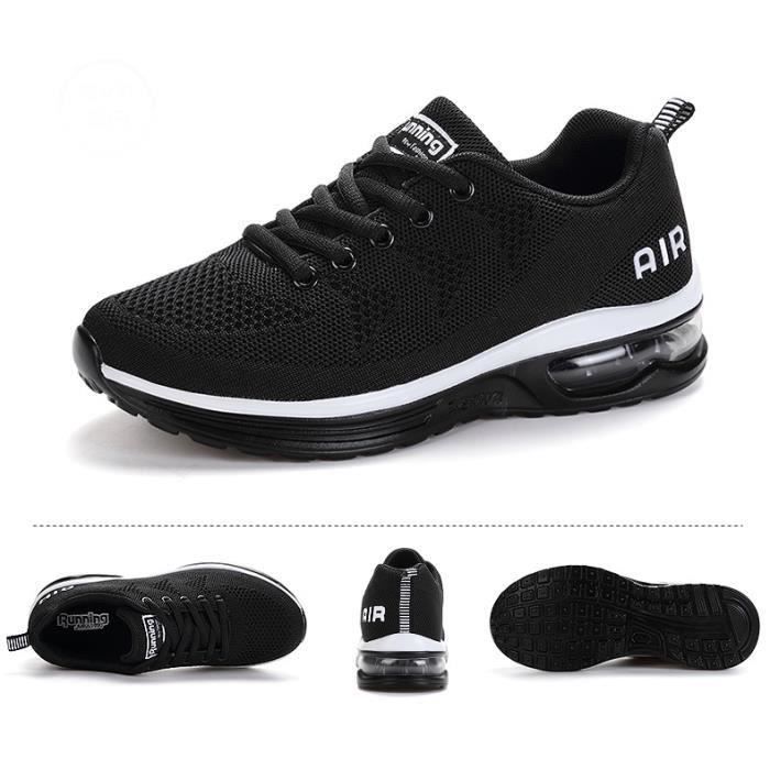 Zapatillas deportivas de moda para mujer con tecnología Air Running - KIANII - Zapatillas deportivas - Negras - Textil - Cordones - Planas