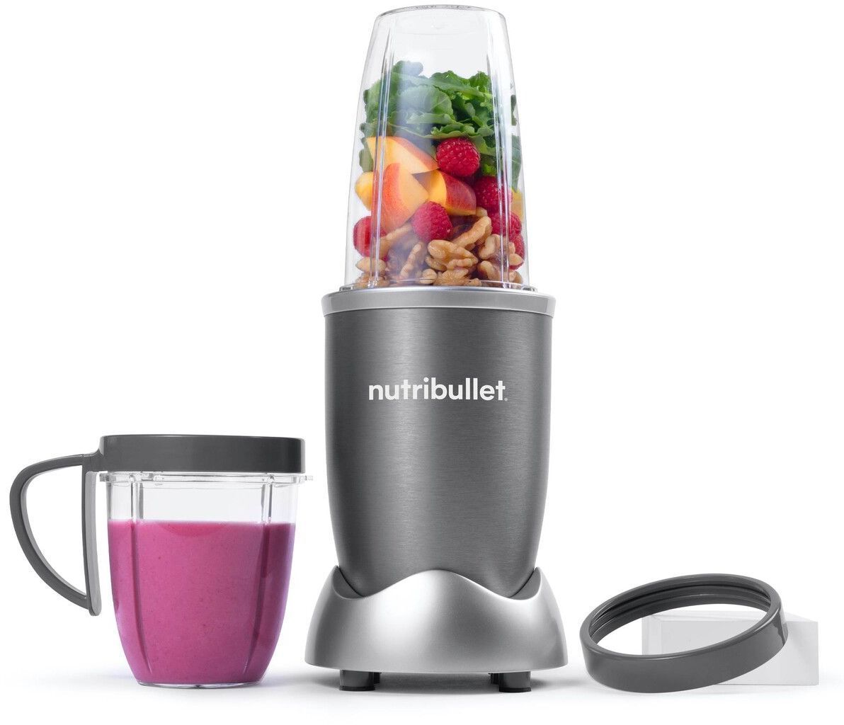 Standmixer – NUTRIBULLET Original 600 – NB606DG – 600 W – inklusive 2 Becher (700 ml und 500 ml) – Grau – BPA-frei