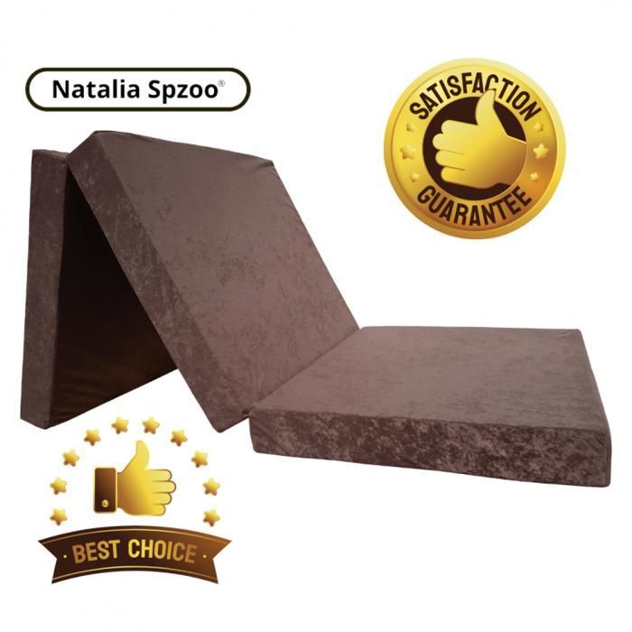 Matelas 195x65x8 cm lit futon pliable pliant - NATALIA SPZOO - 65x195 cm epaisseur 8 cm - Marron foncé - Mousse - Ferme - 1 place