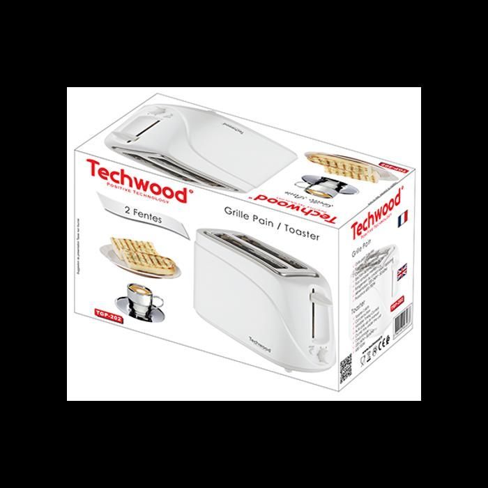 Tostapane Techwood bianco. 2 fessure larghe.