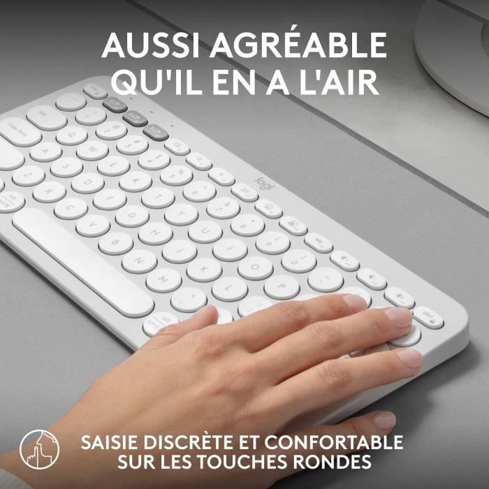 Teclado inalámbrico Logitech Pebble Keys 2 K380s con botones de fácil cambio (blanco).