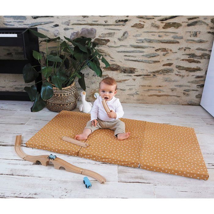 Reismatras - 120 x 60 cm - 4 cm dik - Opvouwbaar - Camel - CANDIDE