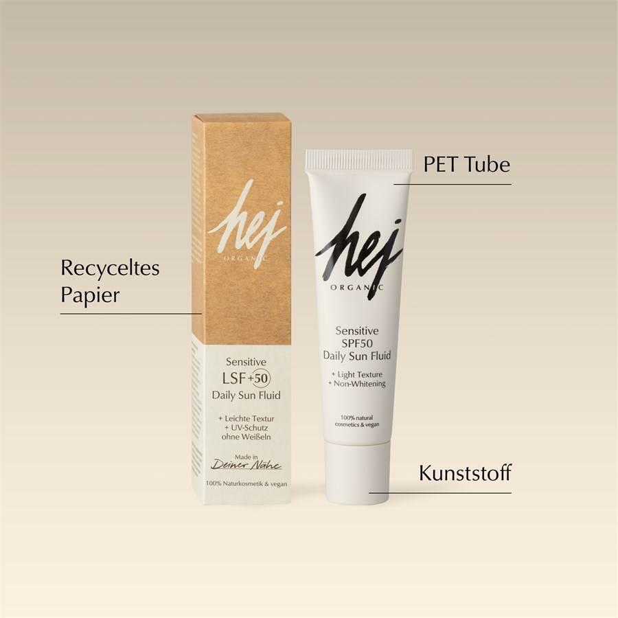 Hej Bio-Sunscreen Sensitive SPF 50 dieninis apsauginis fluidas nuo saulės – 30 ml